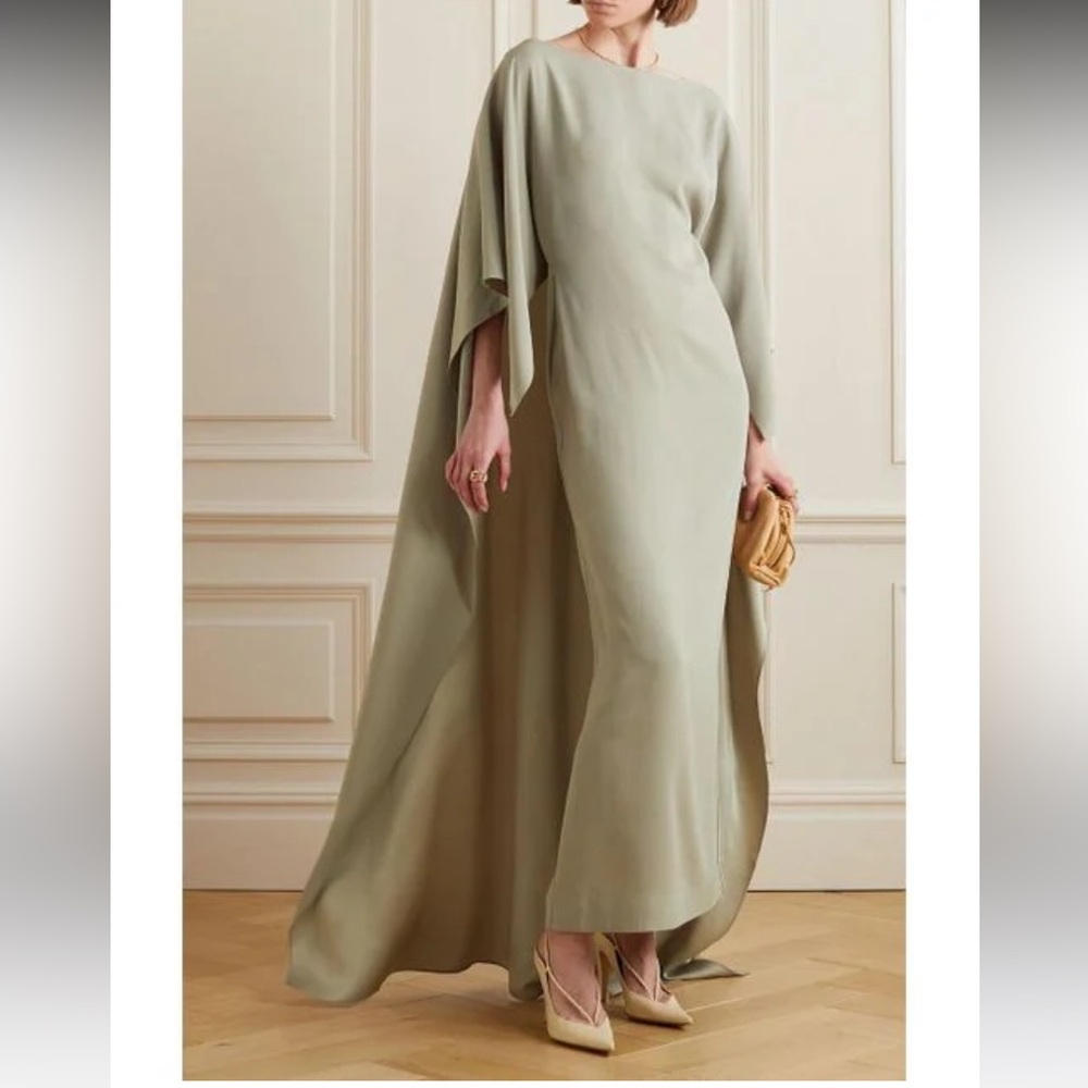 ‎Taller Marmo
Women's Green leggera Cape-effect Crepe Gown